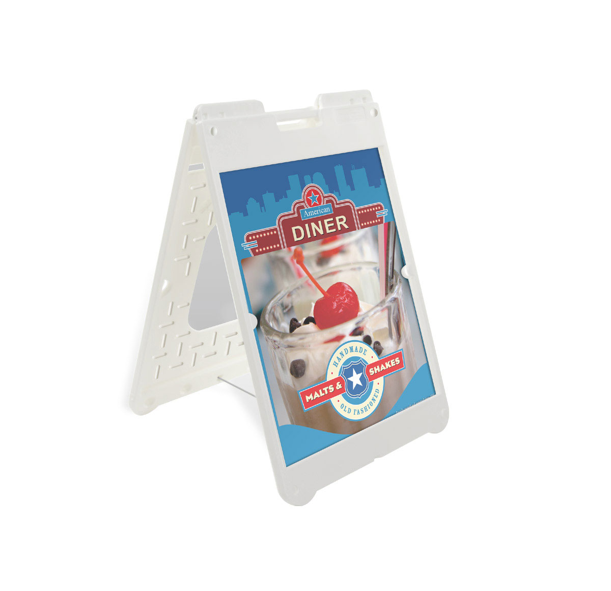 22" x 28" A-Frame Sidewalk Sign Stand, Double Sided, Non-Glare Lenses - White - Image 2