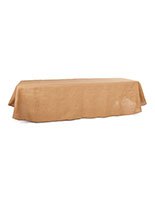 Burlap table cloth with overall dimensions of 89 inches by 156 inches