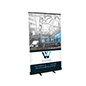 Budget narrow base retractable banner stand with powder coated finish