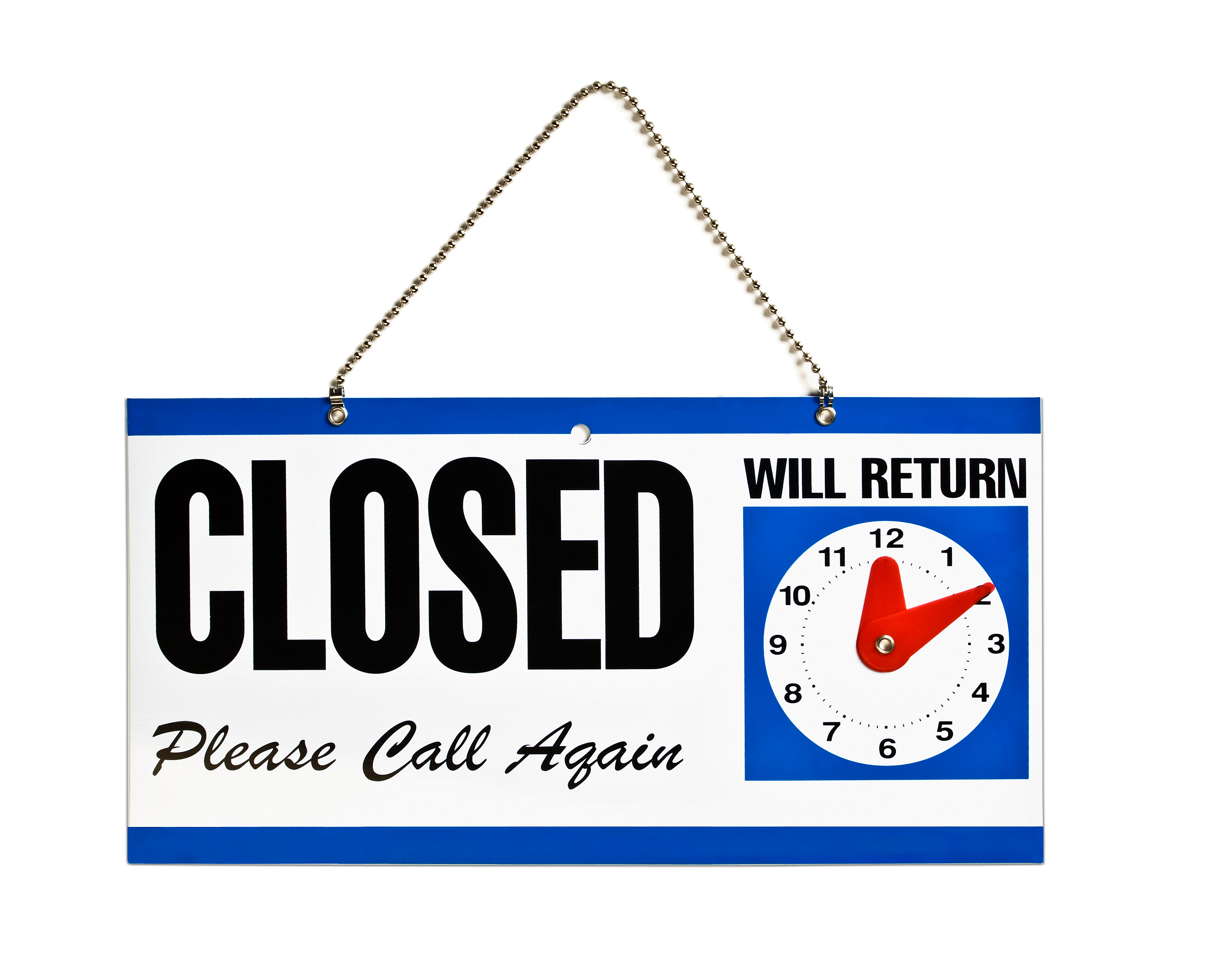Reversible Open Close Sign | Will Return Adjustable Clock | Displays2Go