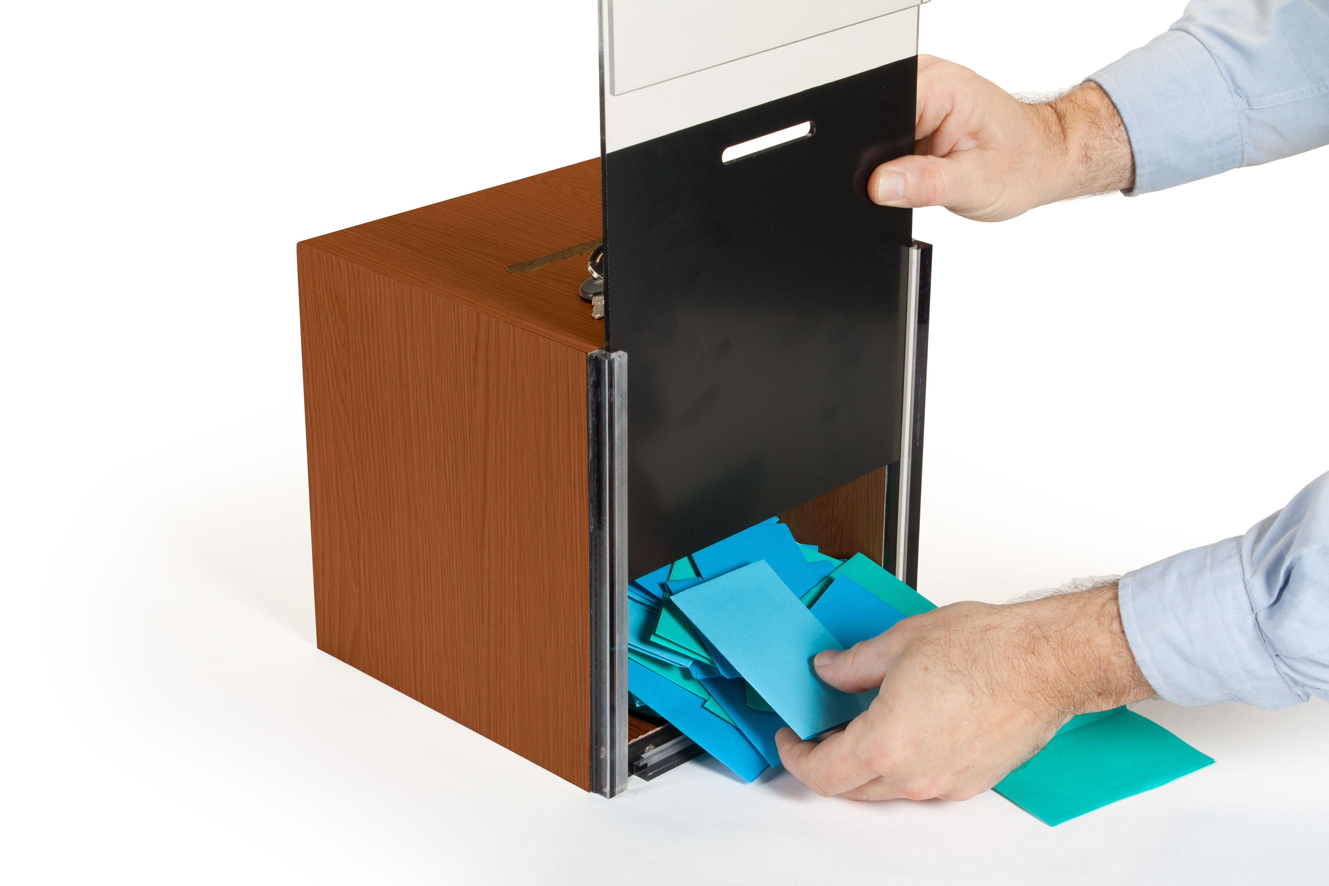Surrender Boxes Wooden Donation Box | Locking Ballot Container | Displays2Go