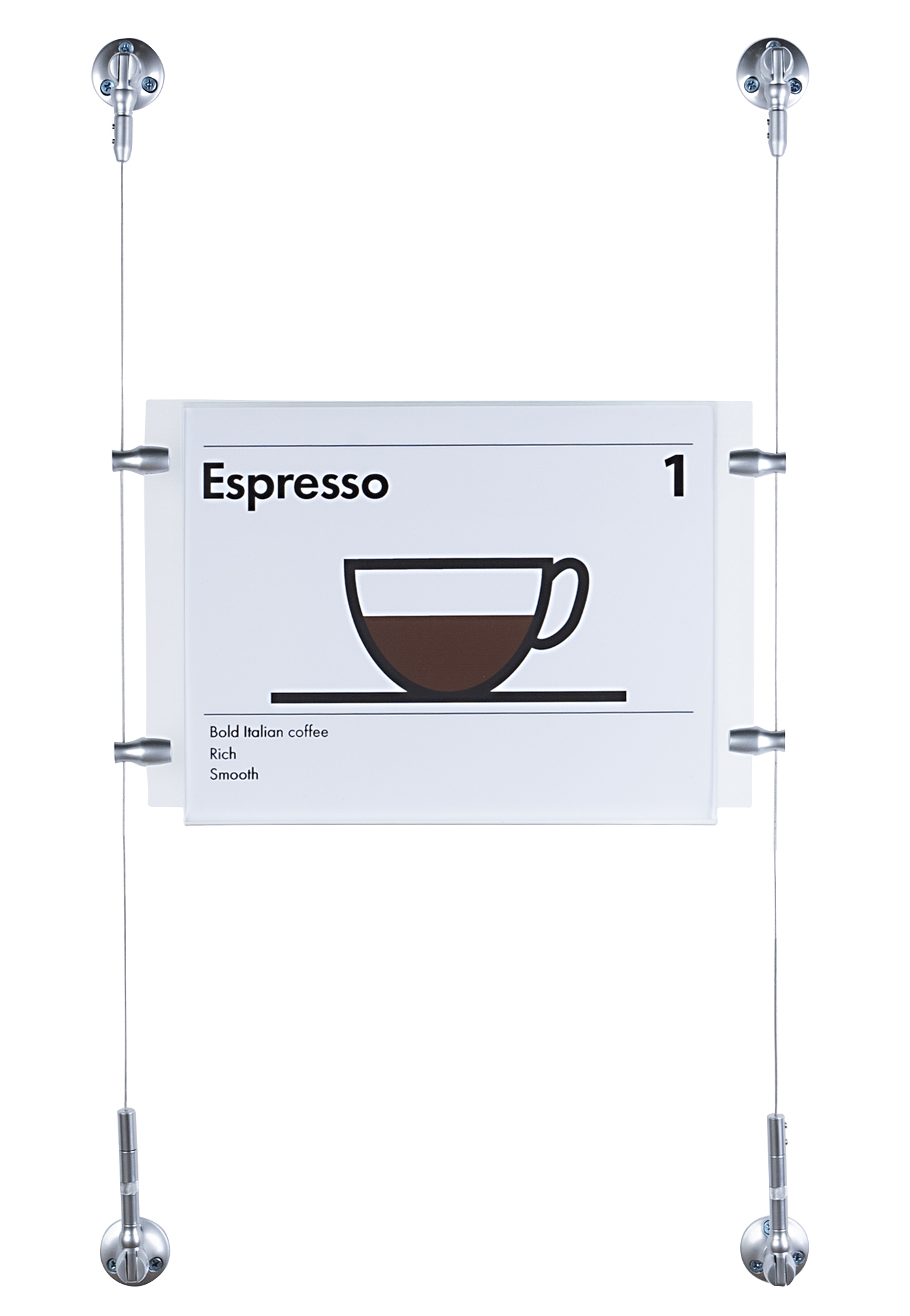 Hanging Sign Rack Window Hanging Sign | Acrylic Matrix with Cable & Wall Mounts | Displays2Go