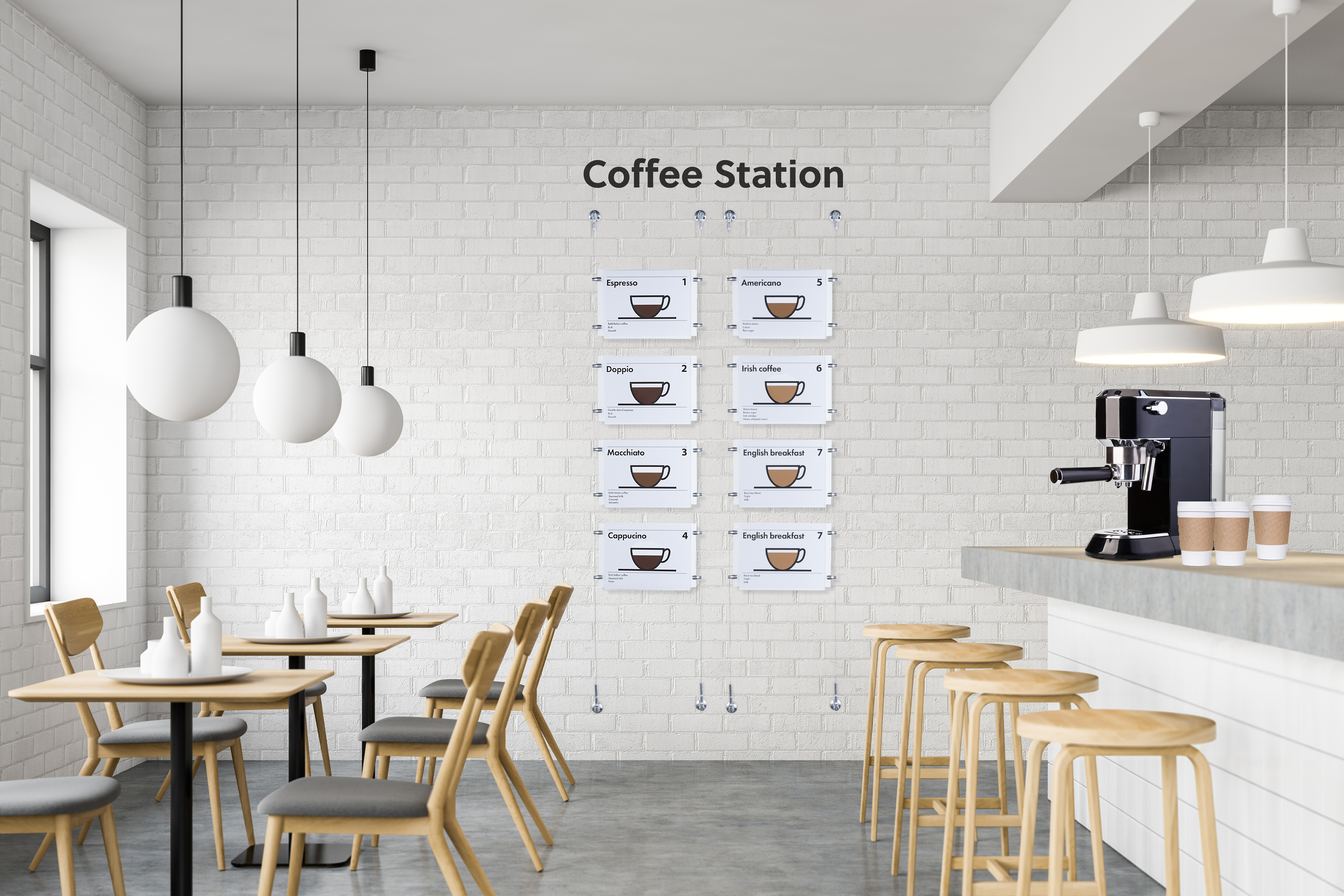Window Hanging Sign | Acrylic Matrix with Cable & Wall Mounts | Displays2Go