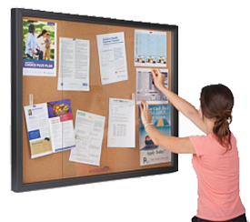 Large enclosed cork board for business