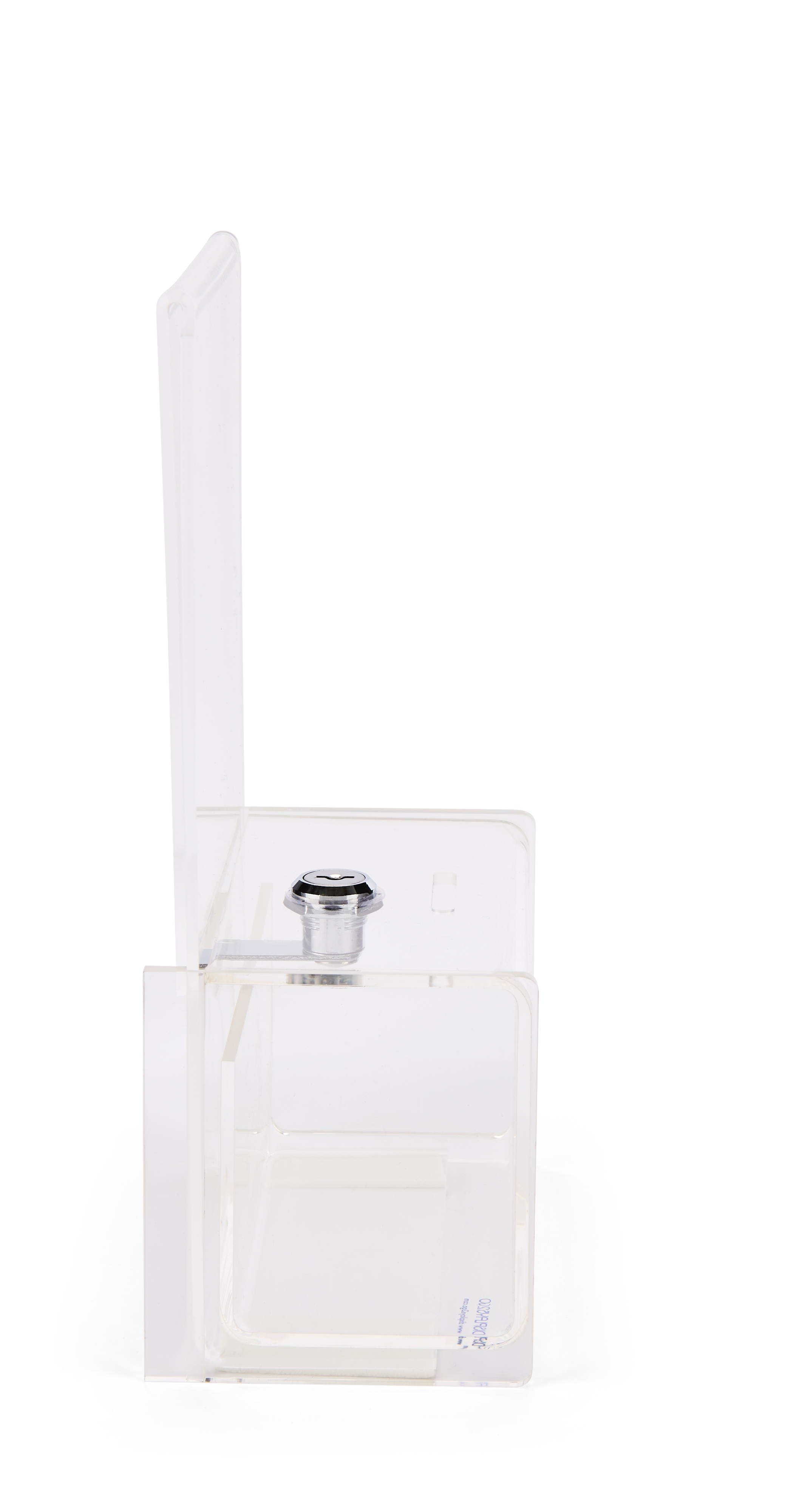 Recycled Acrylic Donation Box, Lockable, 6 x 6 Header - Clear - Image 3