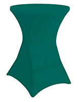 Round stretch table cover in dark forest green