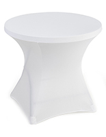 Round white stretch polyester tablecloths