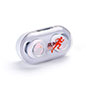 White custom logo branded earbuds with clear plastic top