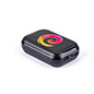 Black portable cell phone power bank with charging indicator light