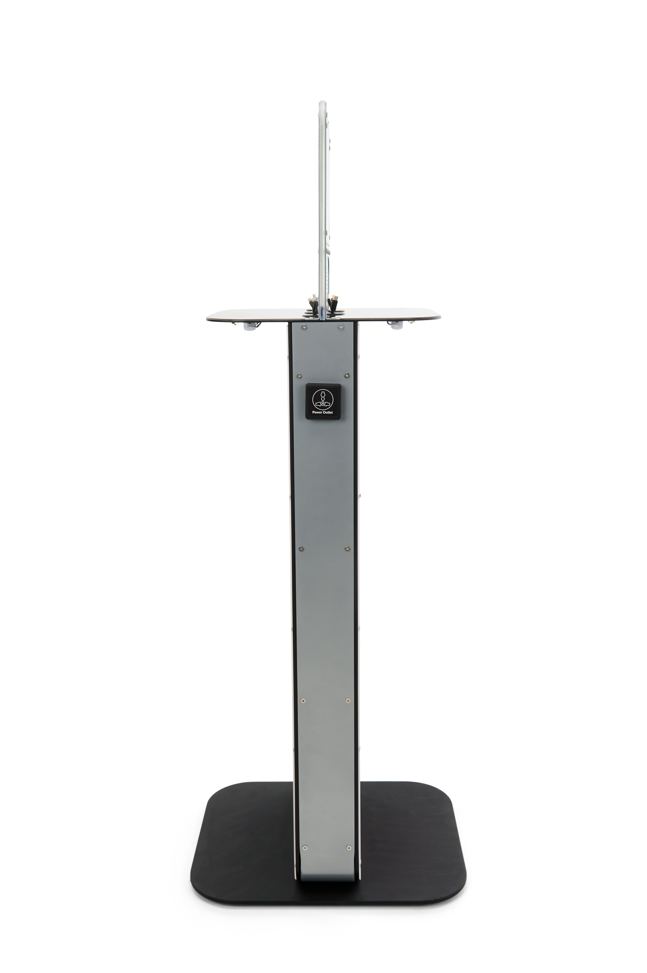 Charging Kiosk for Floor w/ Custom Graphics, 10 Cables, 2 Universal Outlets - Silver - Image 3