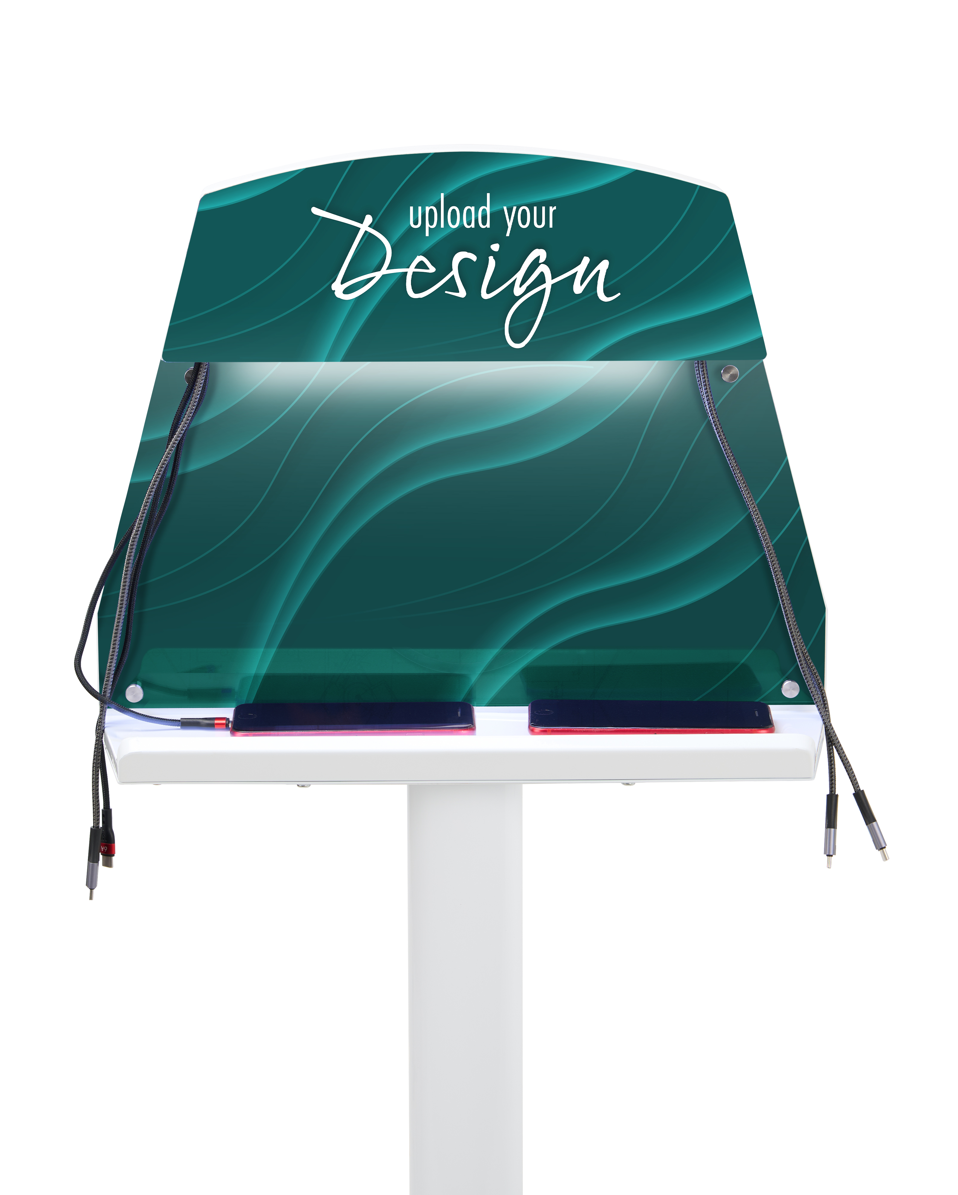 Cell Phone Charging Station w/ Custom Graphics, 5 Cords and Wireless Charging - White - Image 2