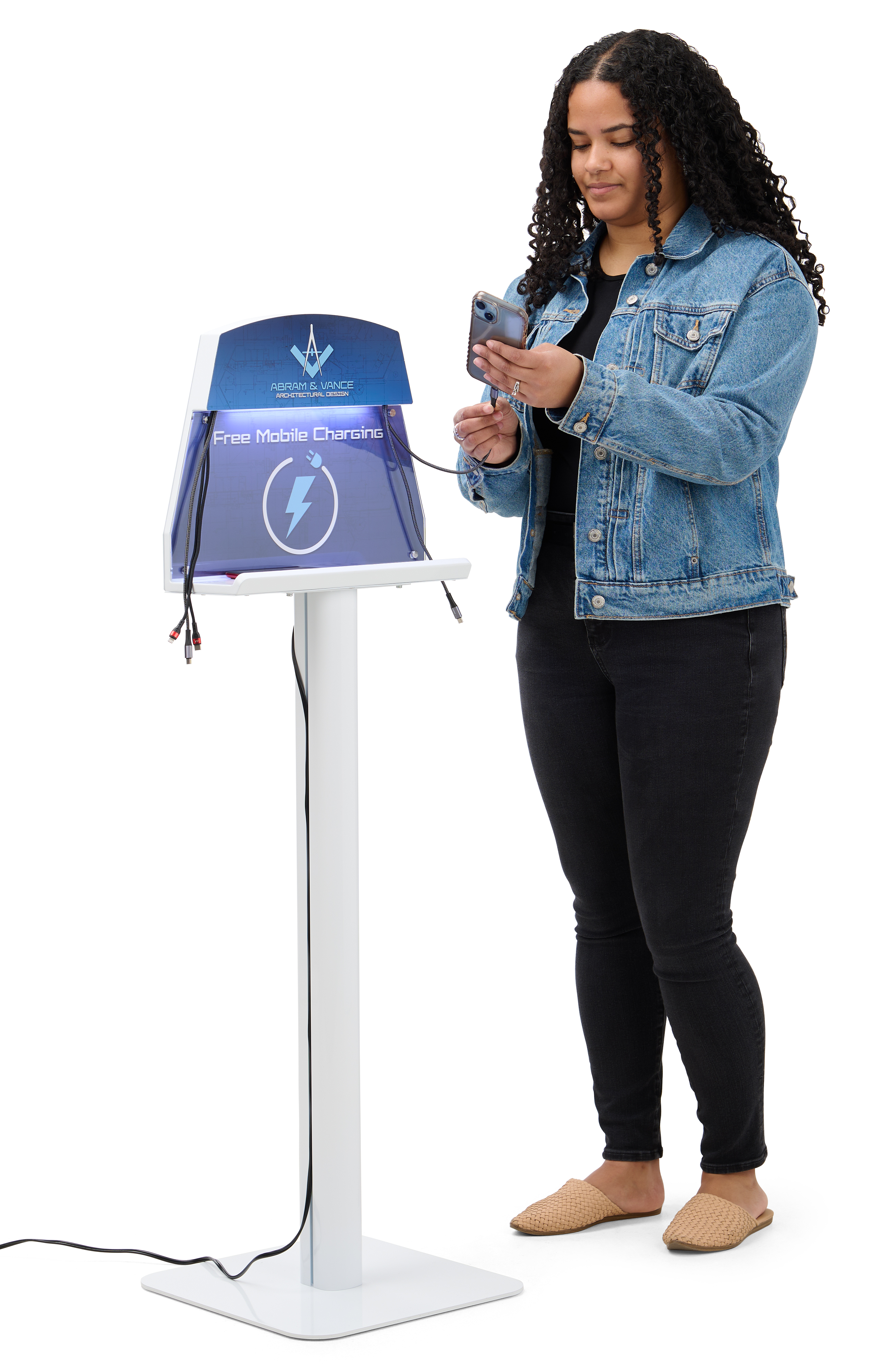 Cell Phone Charging Station w/ Custom Graphics, 5 Cords and Wireless Charging - White - Image 9