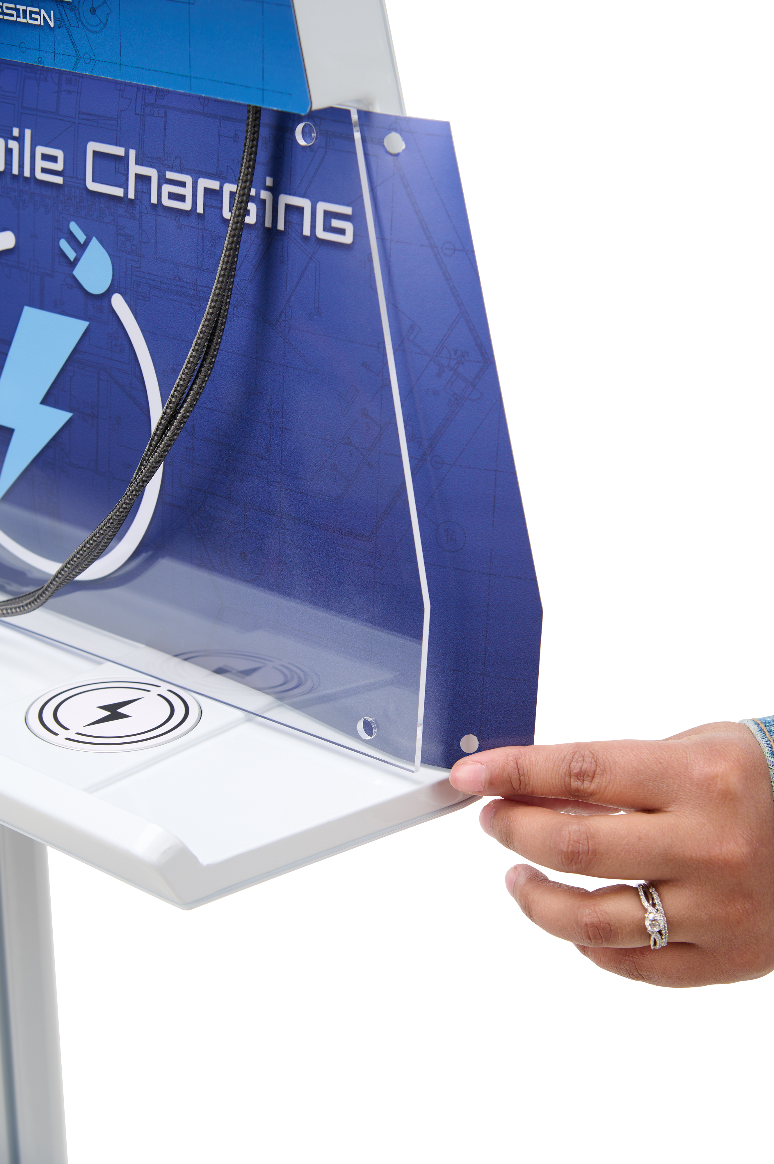 Cell Phone Charging Station w/ Custom Graphics, 5 Cords and Wireless Charging - White - Image 8