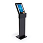 black mobile charging station with floor sign holder with multiple charging