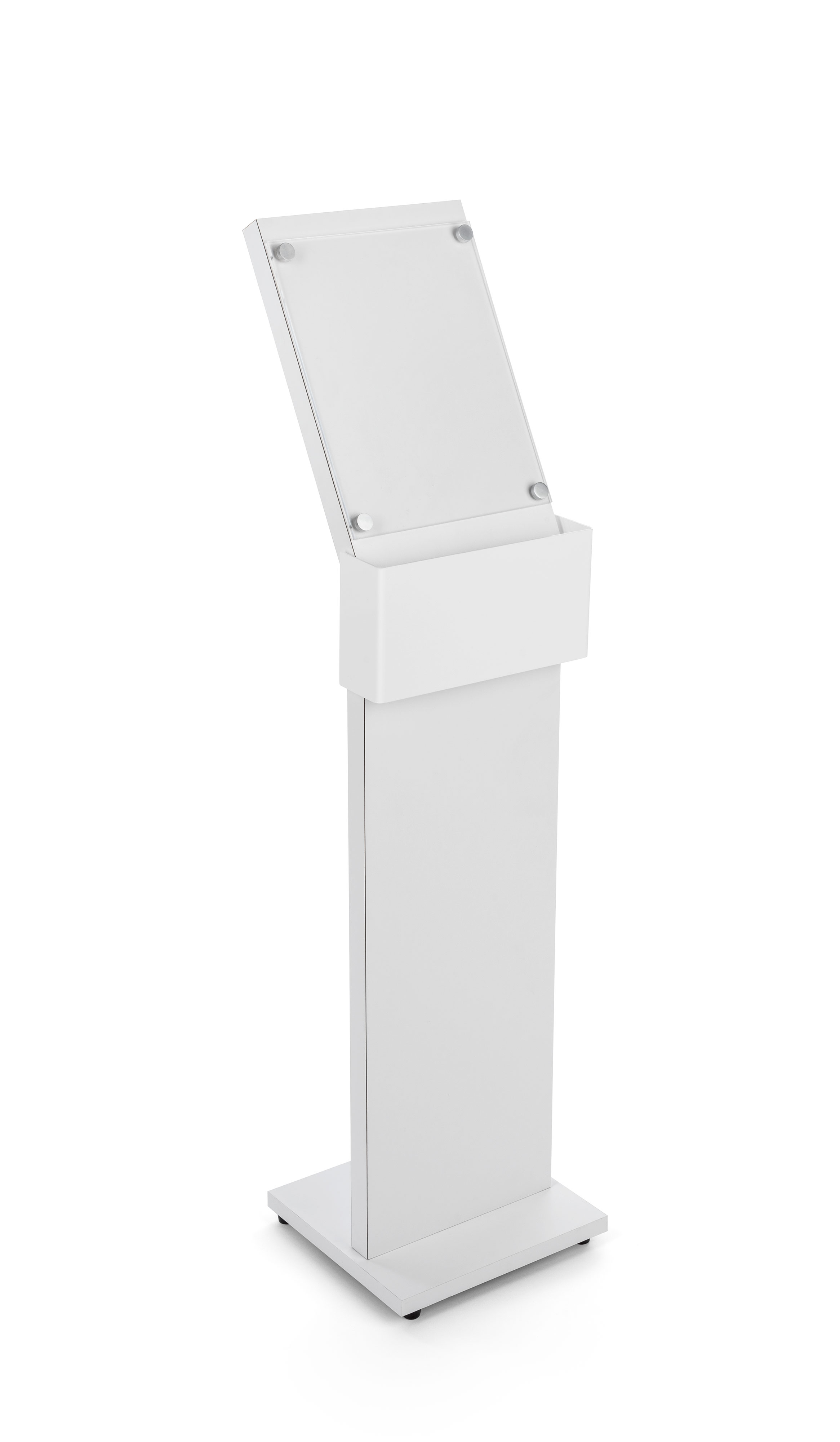 Charging Kiosk for Floor w/ 8.5 x 11 Sign Holder, 3 Cables, 5 Device Capacity – White - Image 3