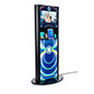 Black LED backlit recharge station with digital advertising display and promotional graphics