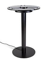 Black Qi wireless table charging station with braided cables