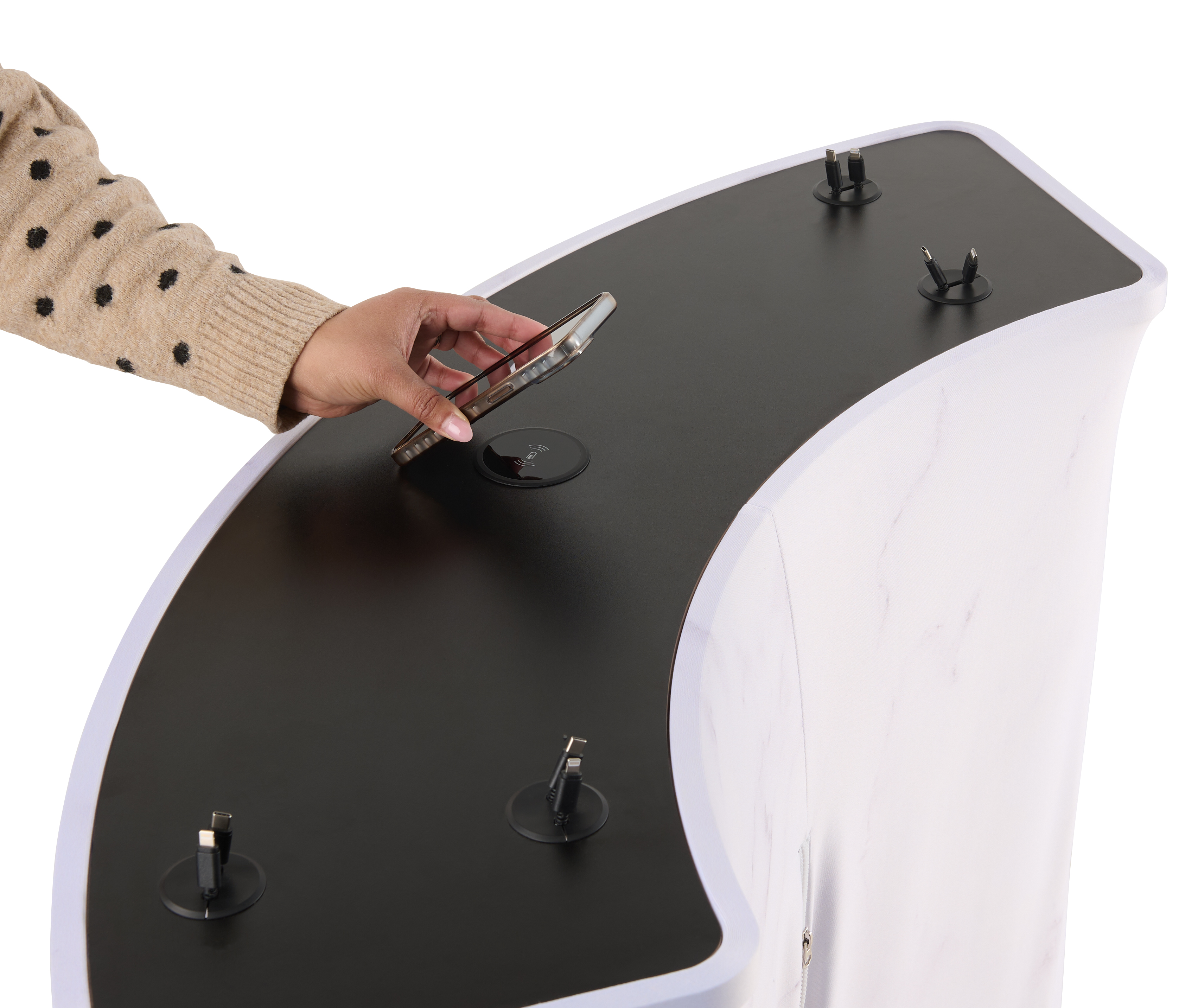 Trade Show Charging Counter w/ 8 Cables, 1 Wireless Pad, Custom Graphics - Black - Image 5