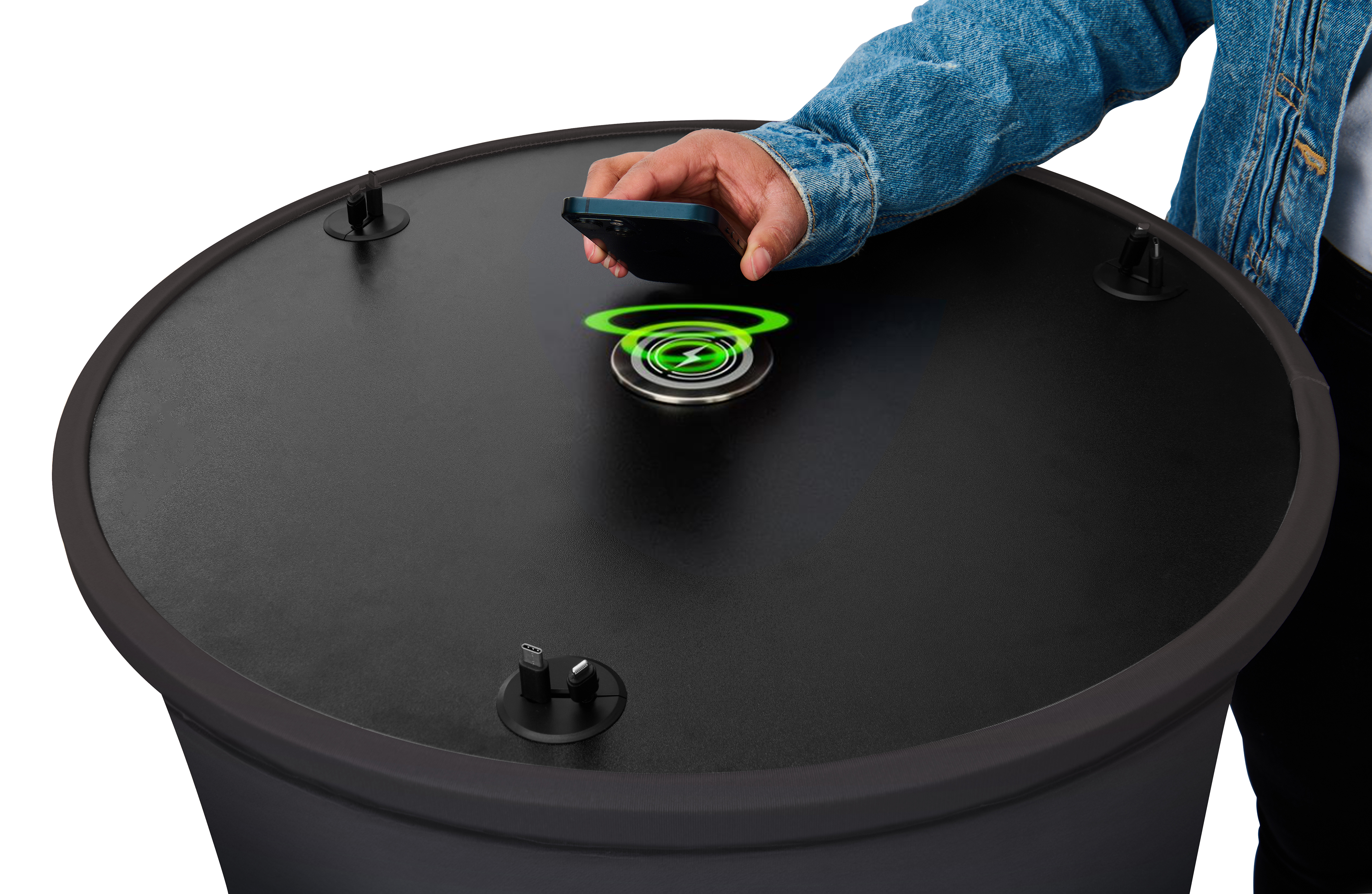 Charging Table w/ 6 Retracting Cables, 1 Wireless Pad, Stock Graphics, Portable - Image 4