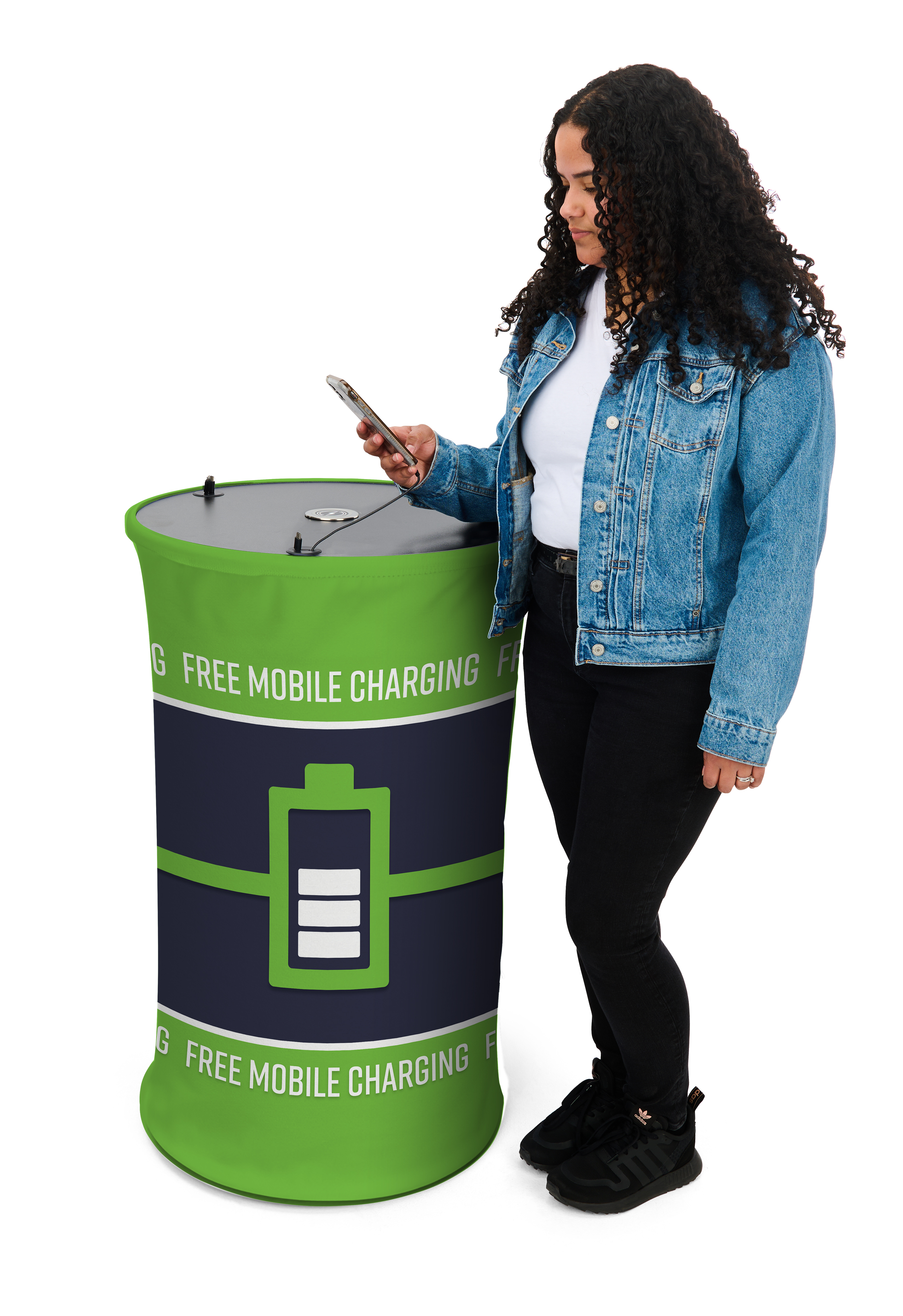 Charging Table w/ 6 Retracting Cables, 1 Wireless Pad, Stock Graphics, Portable - Image 4