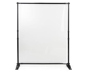 clear PVC barrier on a plastic & metal frame