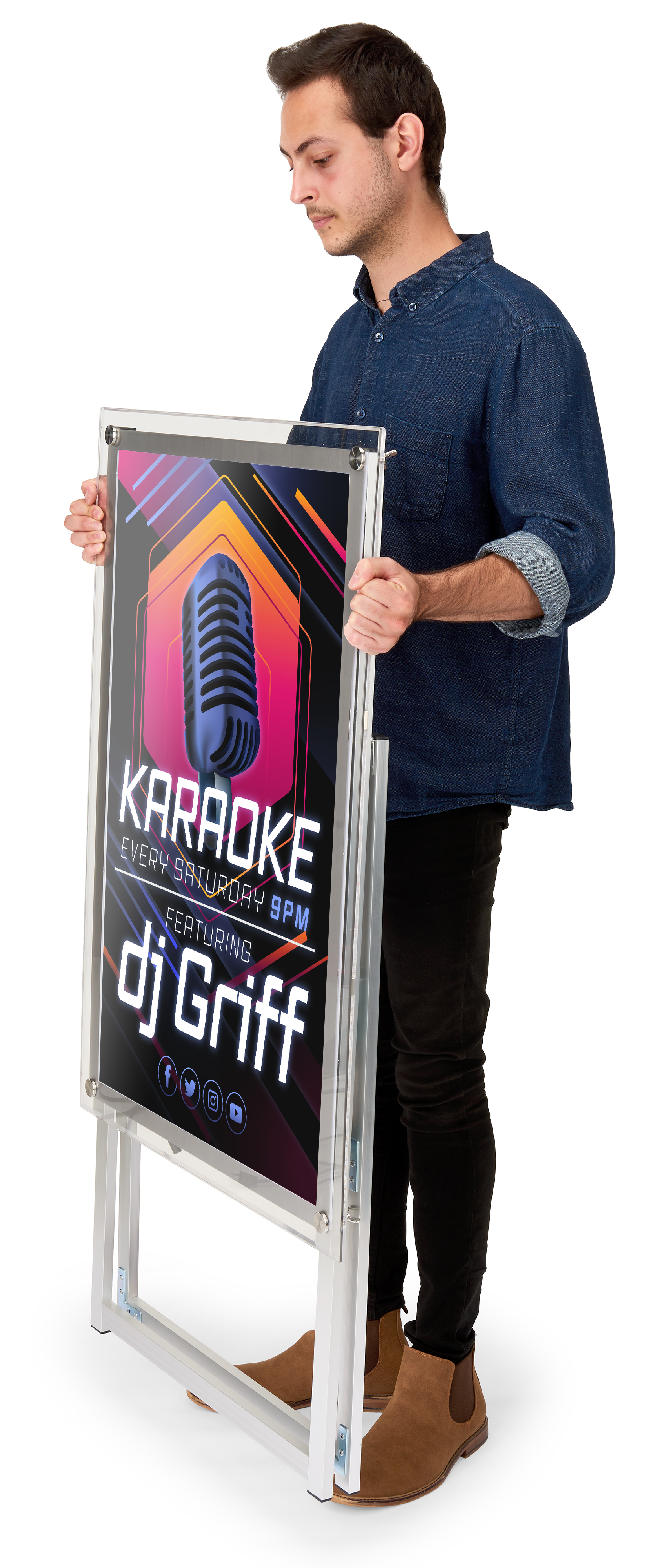 Light Box A-Frame Sign, Multiple Sizes, Color Changing LEDs, Remote Control - Silver - Image 5