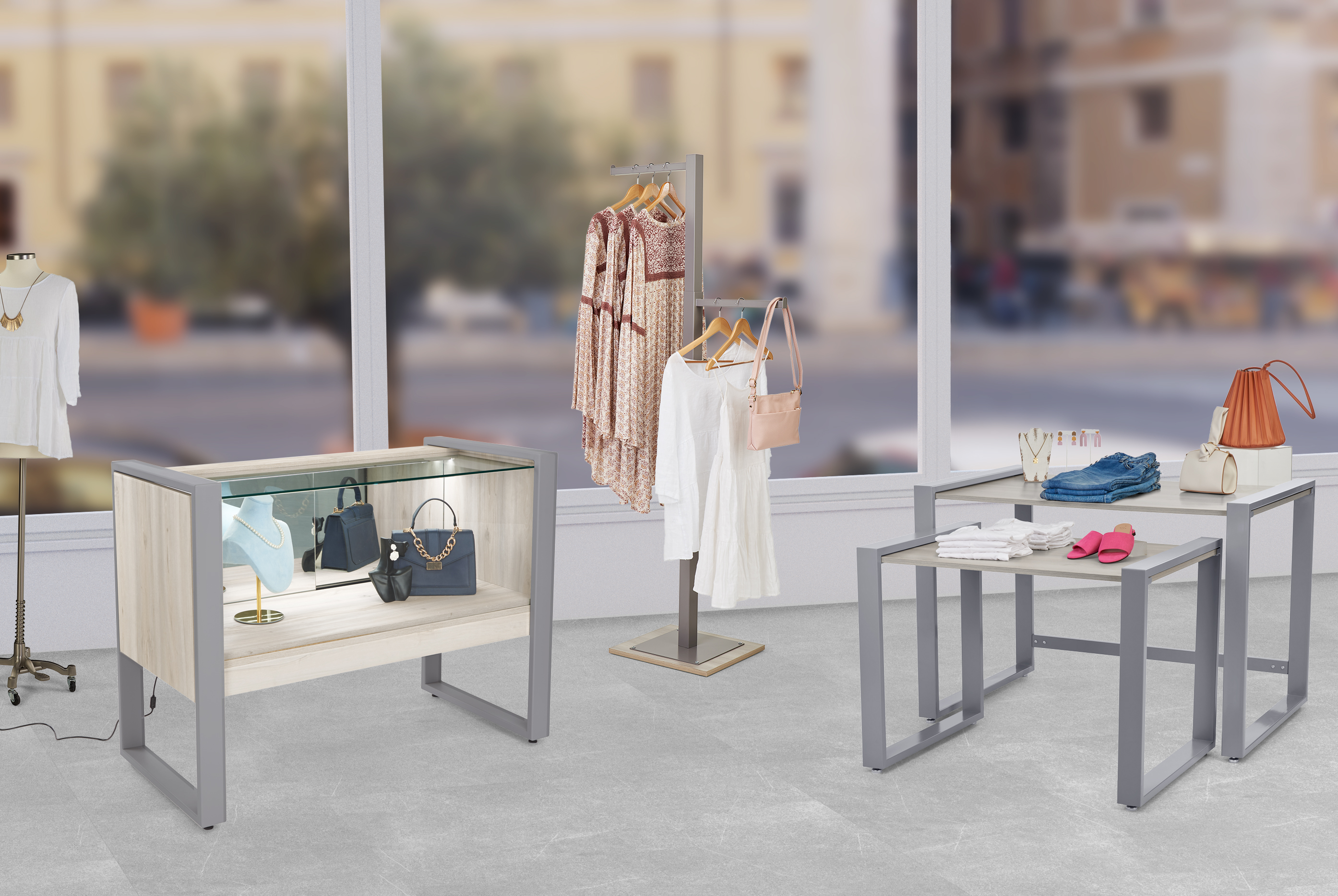 Glass Display Counter | Illuminated With Locking Mirrored Doors ...