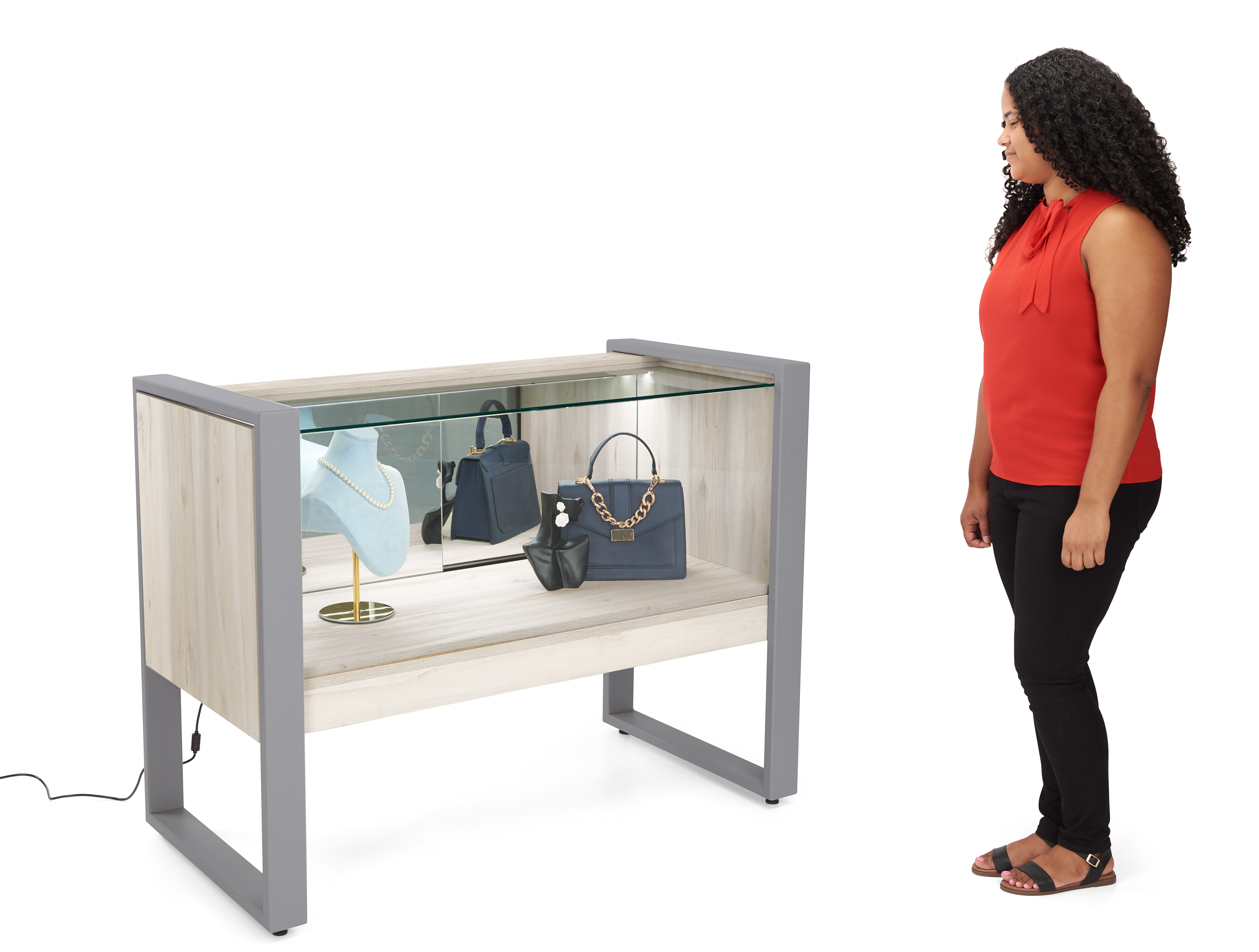 Glass Display Counter | Illuminated With Locking Mirrored Doors ...