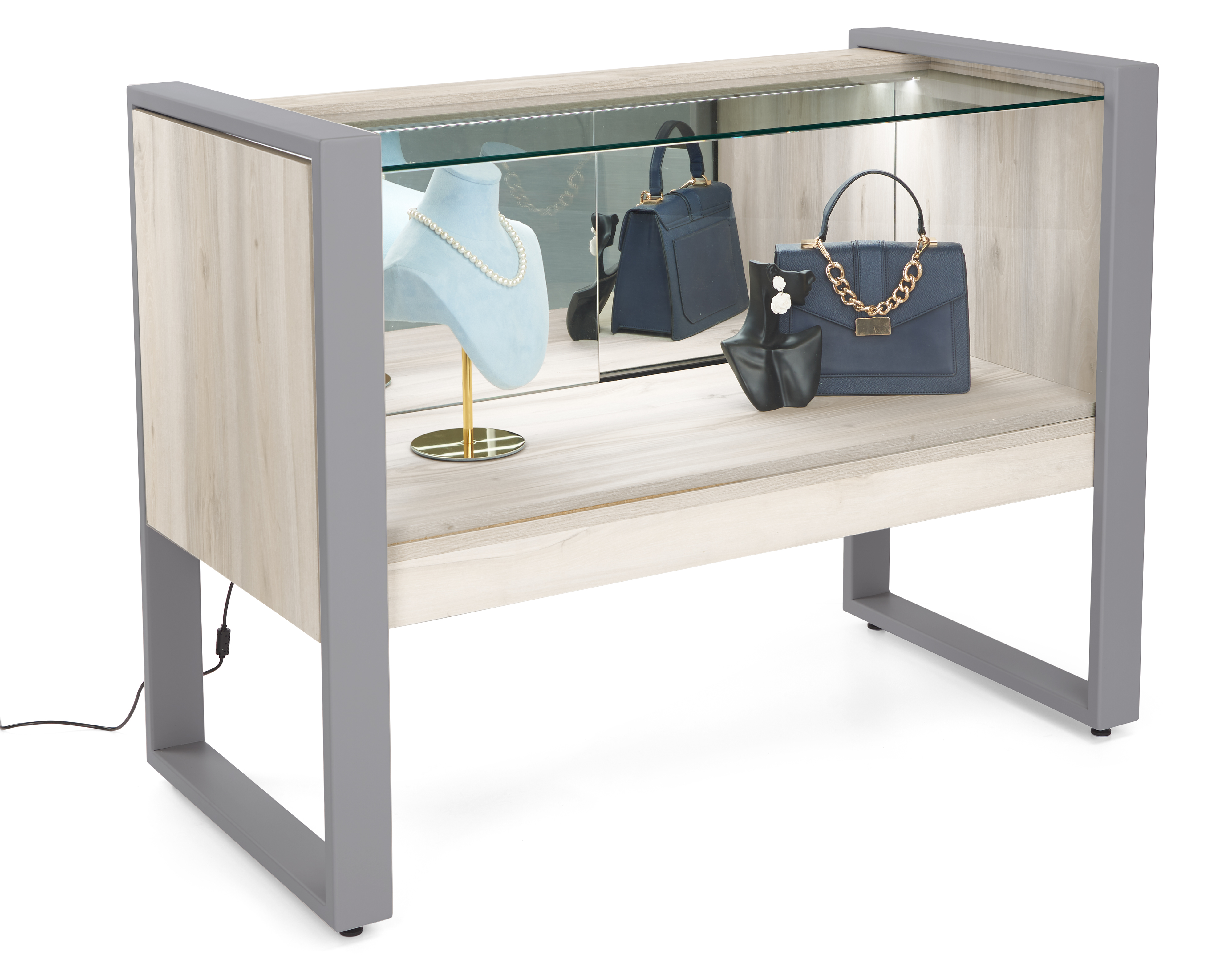 Glass Display Counter | Illuminated With Locking Mirrored Doors ...