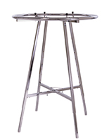 Round clothing rack with chrome colorway and shiny finish