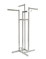 4 way clothing rack with chrome color and satin finish