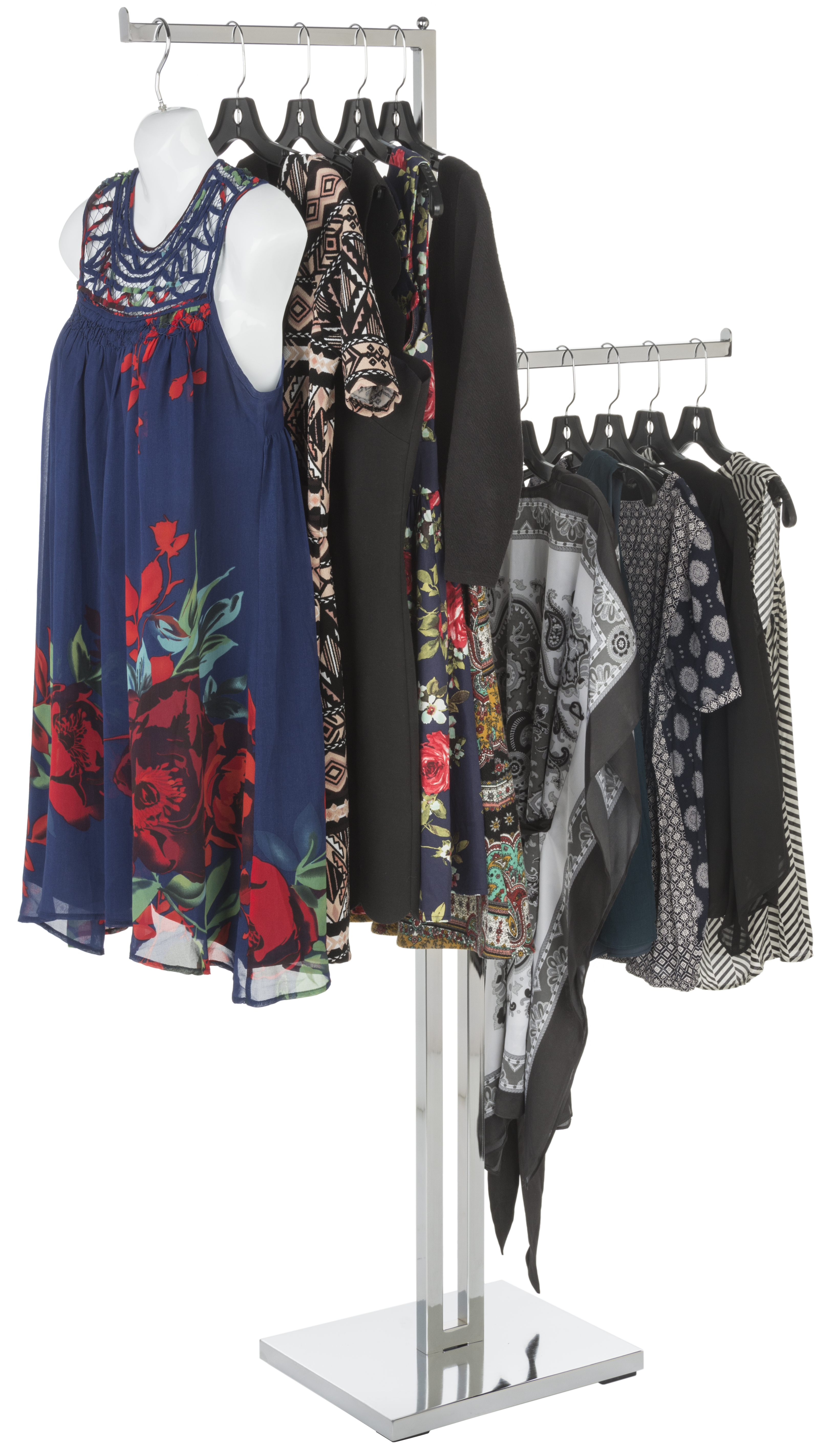2-Way Clothing Rack | Chrome Polished Steel | Displays2Go