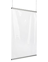 36 inch wide clear vinyl hanging shield divider with flexible design 