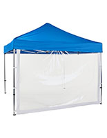 Clear pop up tent sidewall with hook and loop fasteners 