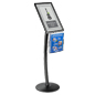 11" x 17" Black Sign Stand with Magazine Pocket for Floor Display