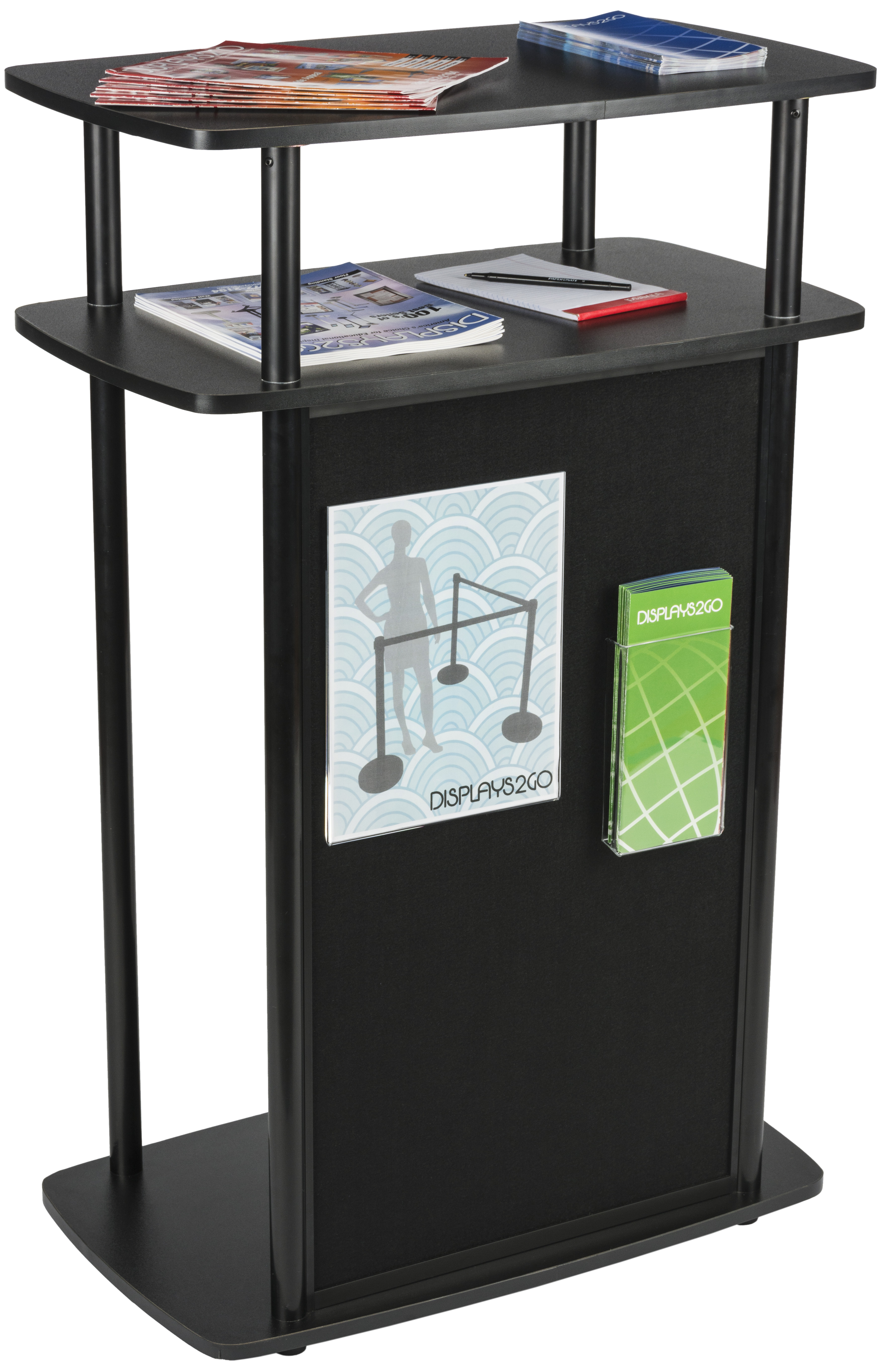 40.75” Tall Portable Counter w/ Inner Shelf, Hook-and-Loop Panel - Black - Image 4