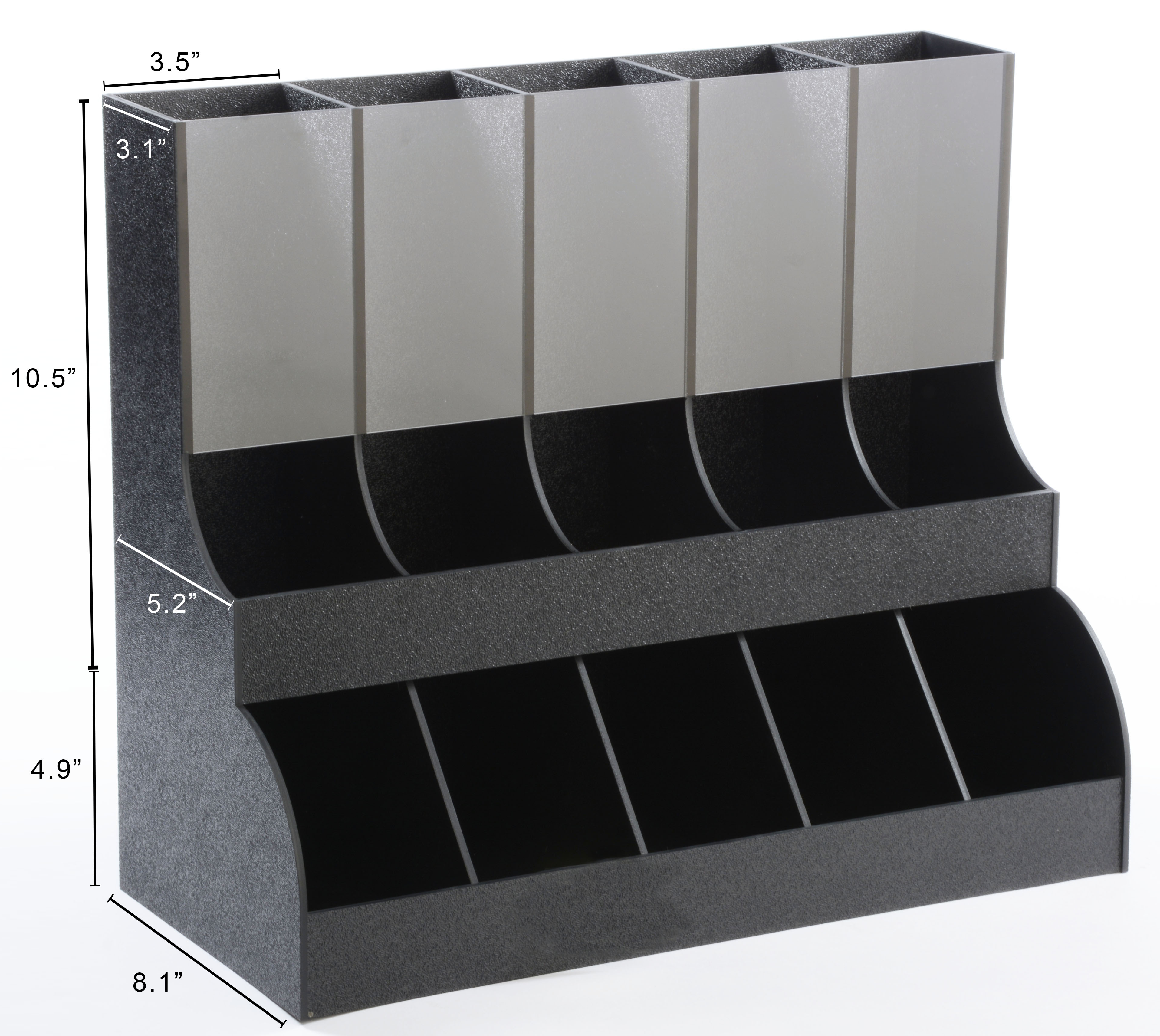 Coffee Station Organizer, 10 Compartments w/ Clear Front, Tabletop - Black - Image 3