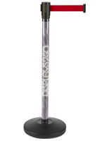 Custom Stanchion Post with Red Belt and Pre-Inserted Graphic