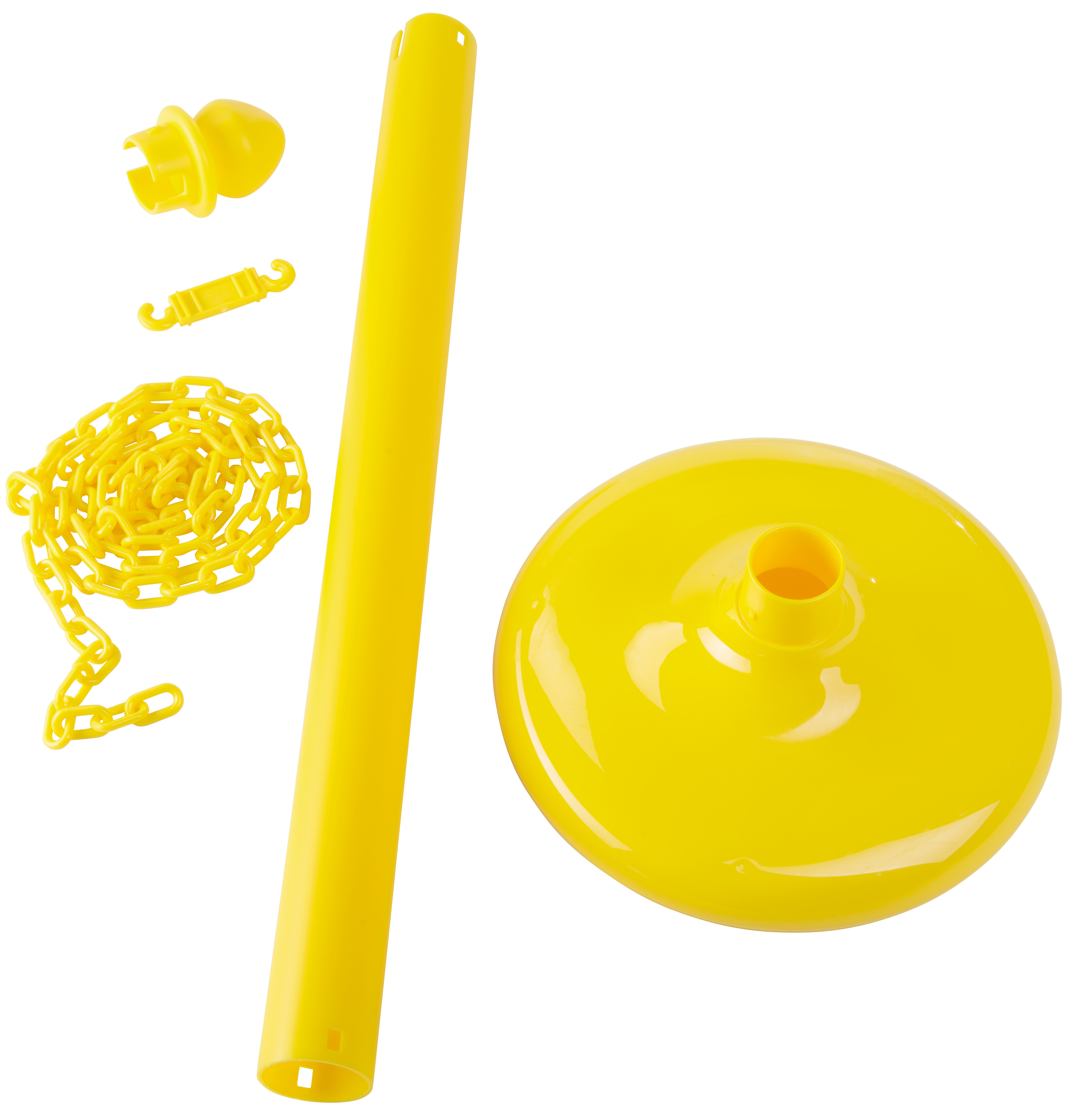 Yellow Plastic Post Stanchions | Weighted Sand-Filled Base