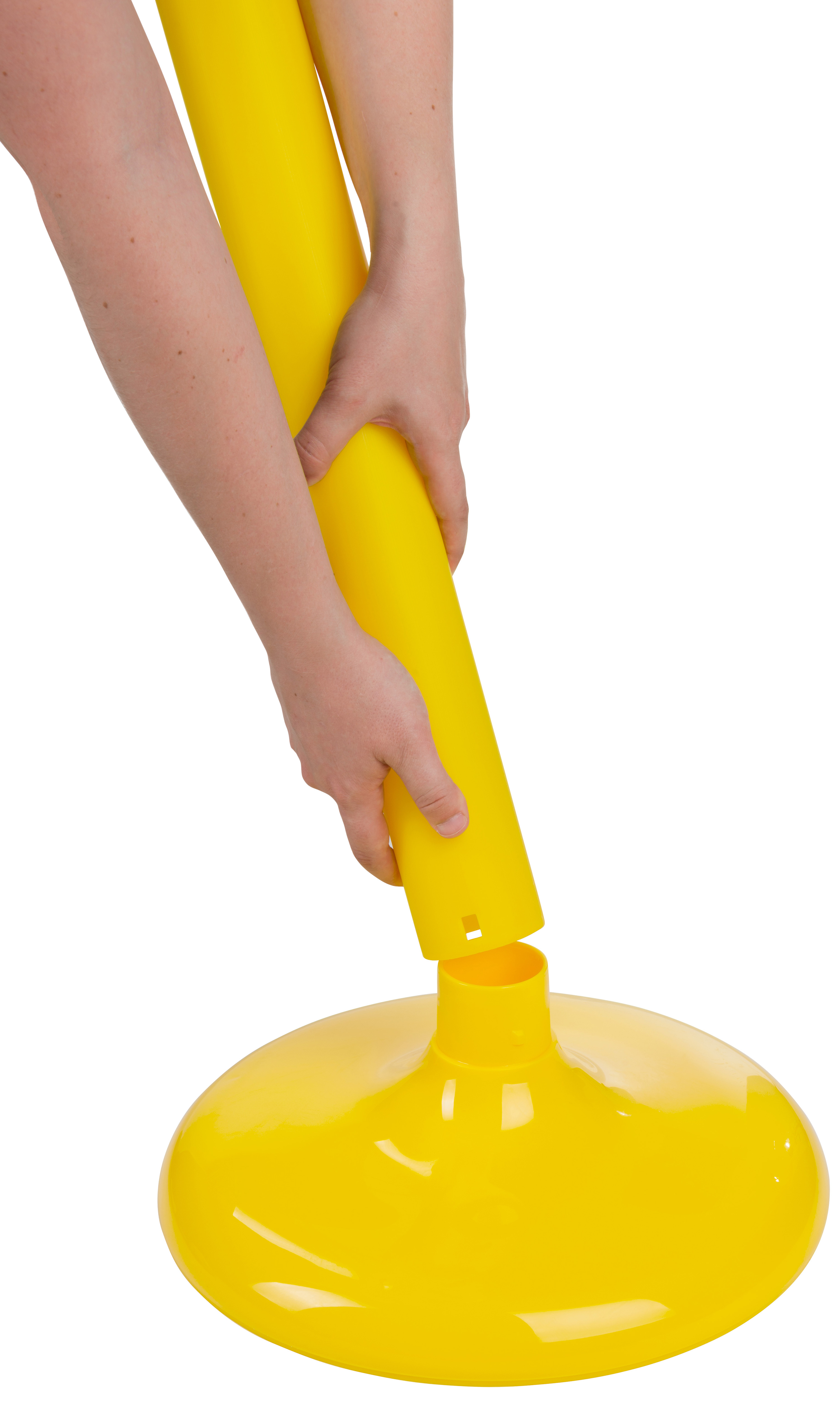 Yellow Plastic Post Stanchions | Weighted Sand-Filled Base