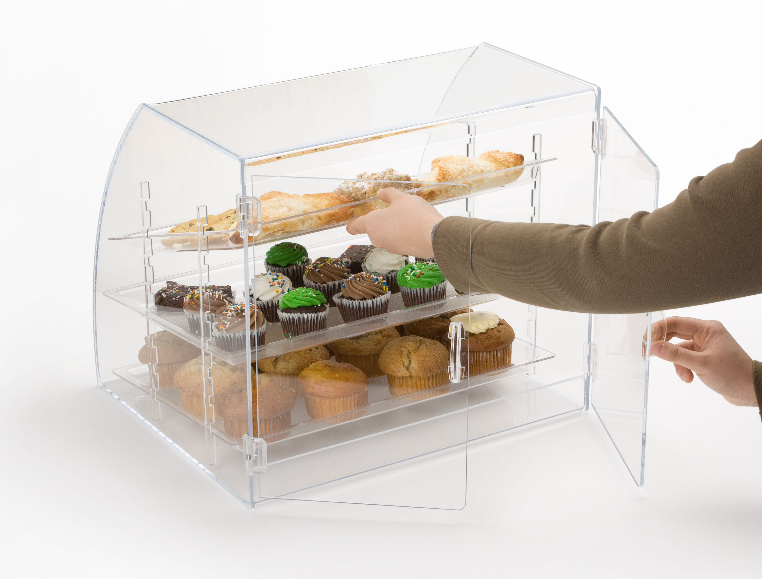 Food Case Topper Food Cases | Curved Front Fixture With Rear Loading Doors | Displays2Go