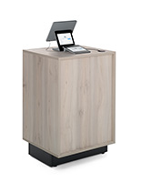 Wood host stand with black toe kick