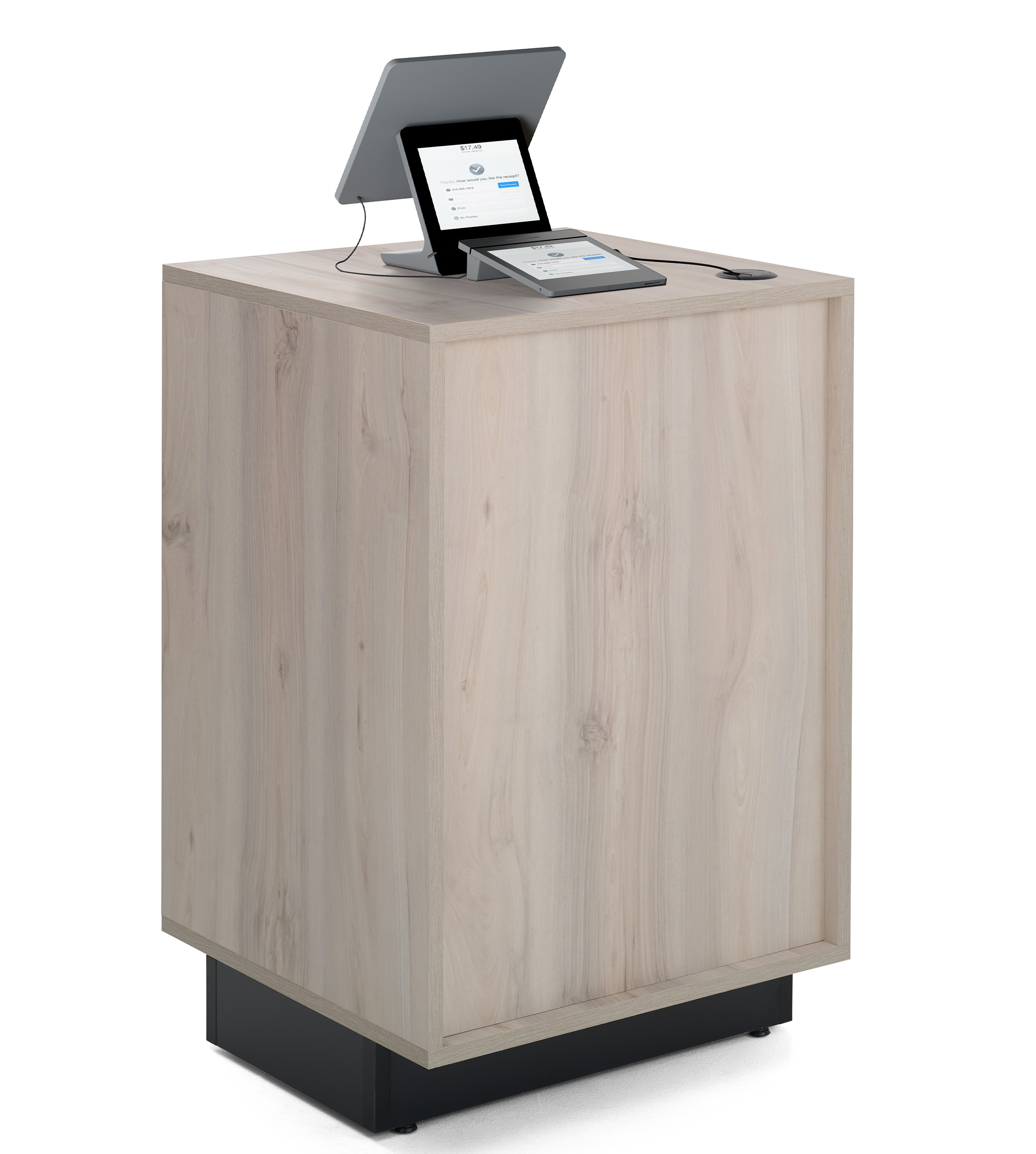 Wood Host Stand | Cord Management and Adjustable Shelves | Displays2Go