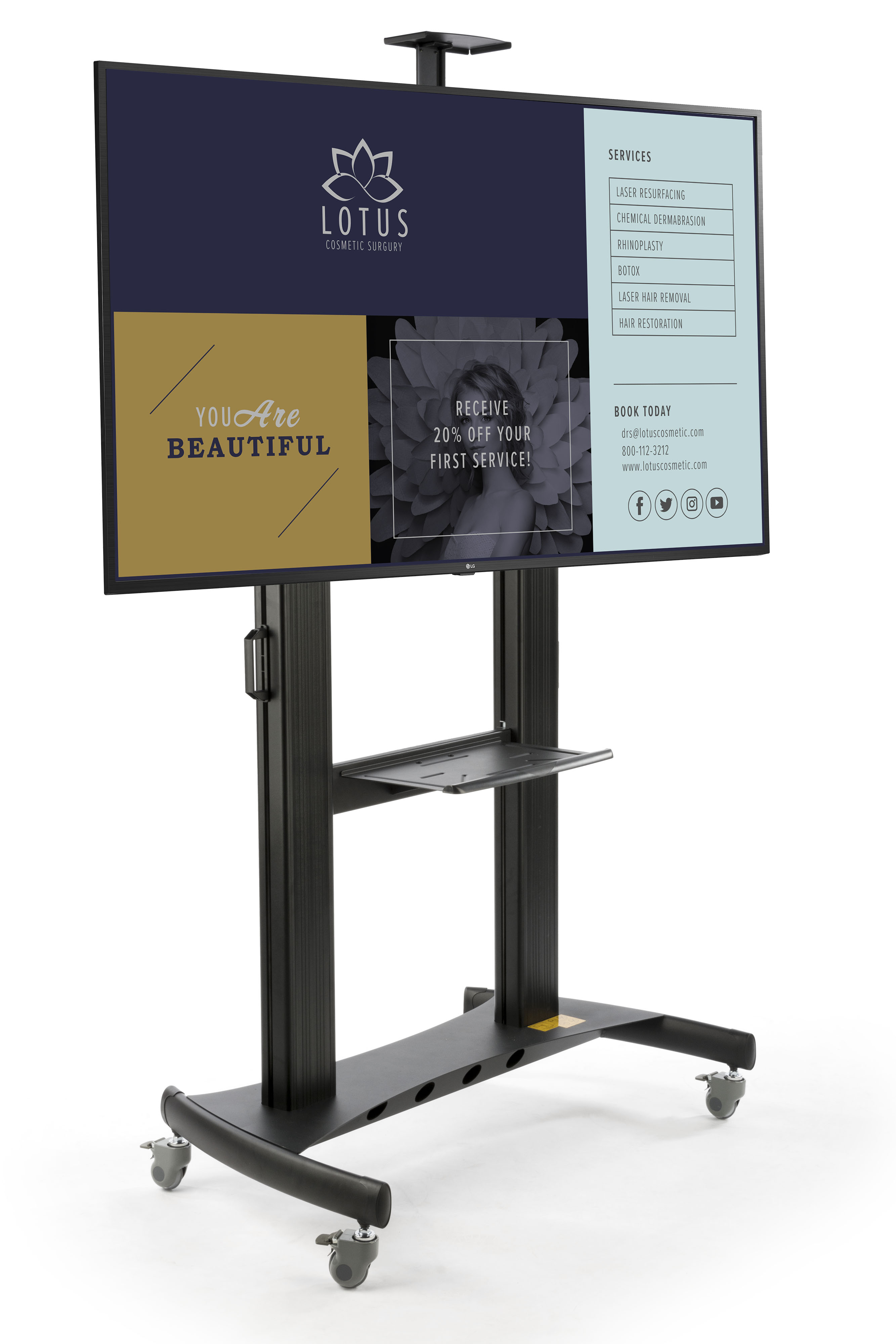 Mobile Digital Monitor Display Stand | Four Locking Caster Wheels ...