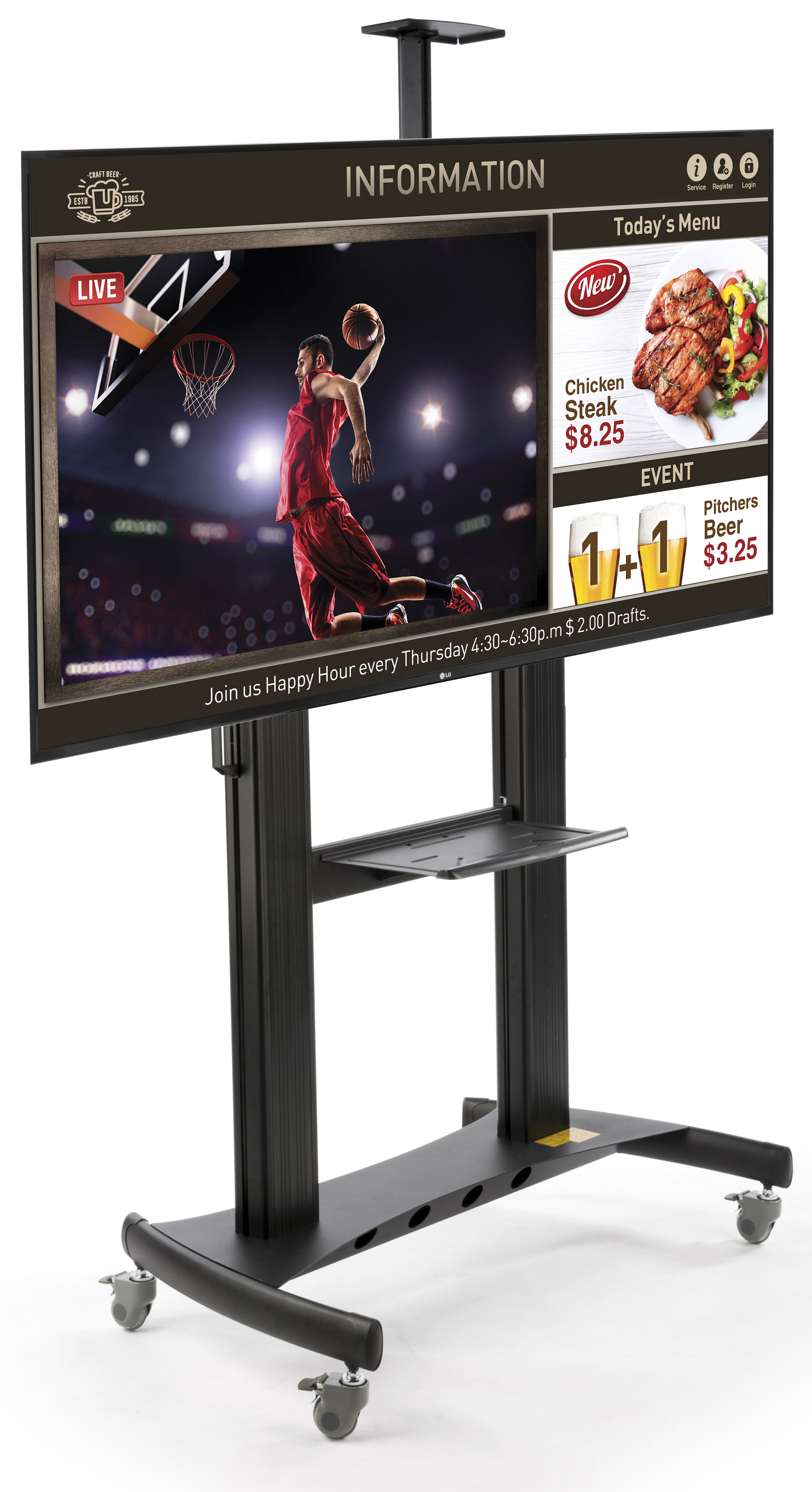 Digital Signage Display with Graphic | AV & Camera Shelf Included ...