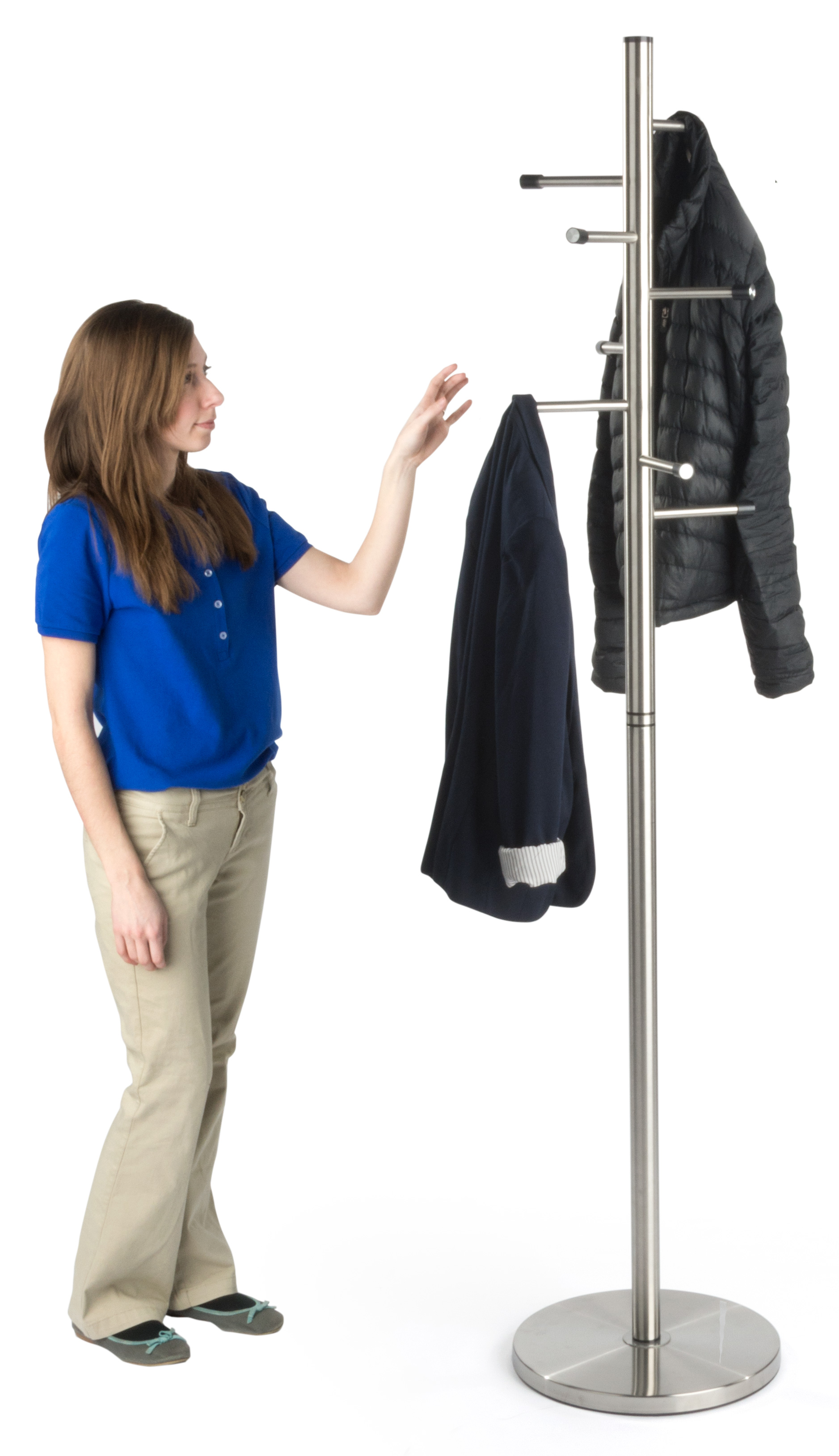 Metal Jacket Rack Metal Coat Rack | Brushed Stainless Steel | Displays2Go