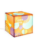 24" illuminated cube display with custom printed graphics