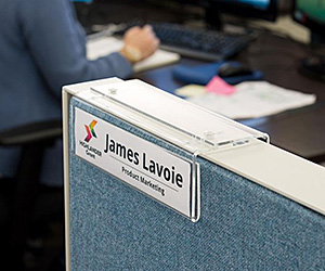 Cubicle Name Plate Hangers | Clear Acrylic Card Slots for Offices