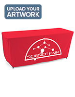 4-sided convertible table cover with custom printing in red color 