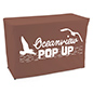 Brown convertible table cover with custom printing and heat transferred graphics